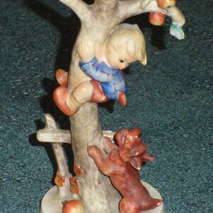 "Culprits" Goebel Hummel Figurine #56/A TMK3 Boy In Apple Tree With Dog - CUTE!